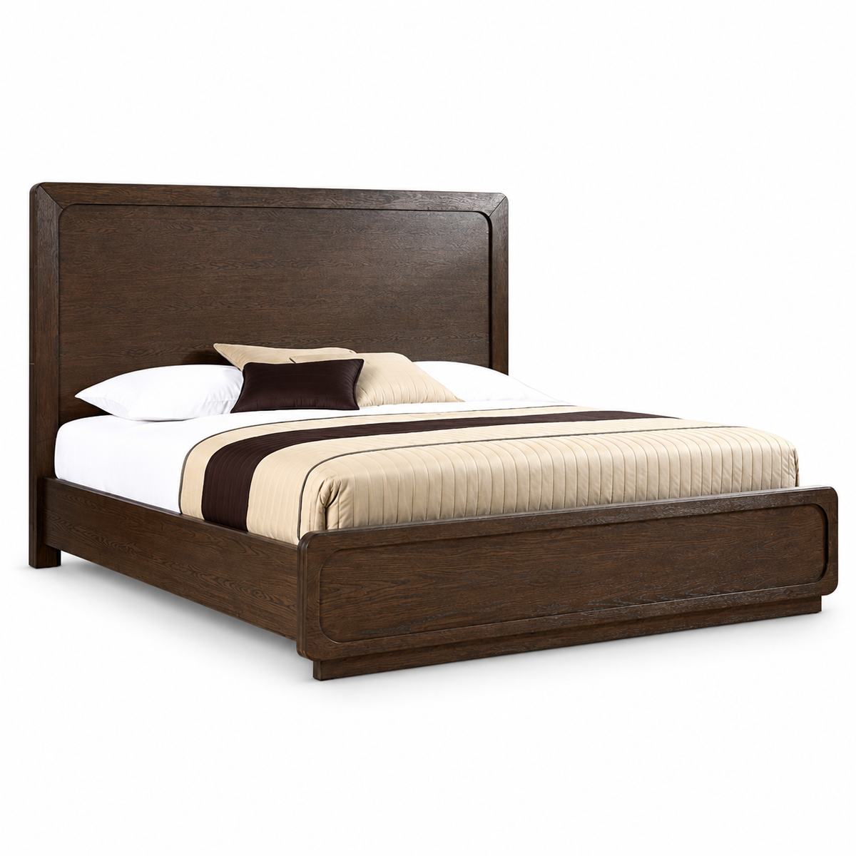 Vellara Queen Wood Panel Bed — complete studio product view