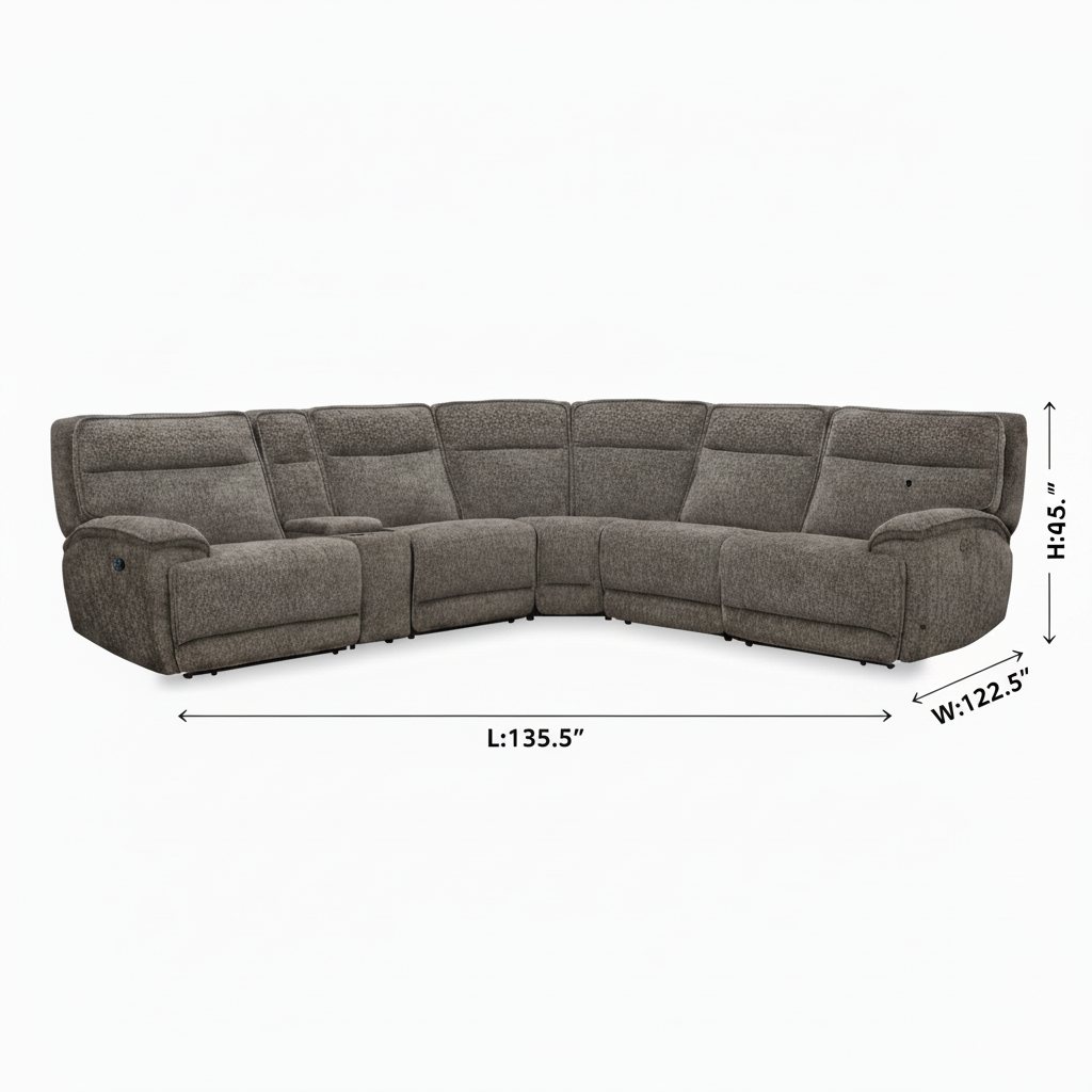 Fontaire Fabric Sectional — dimensions diagram