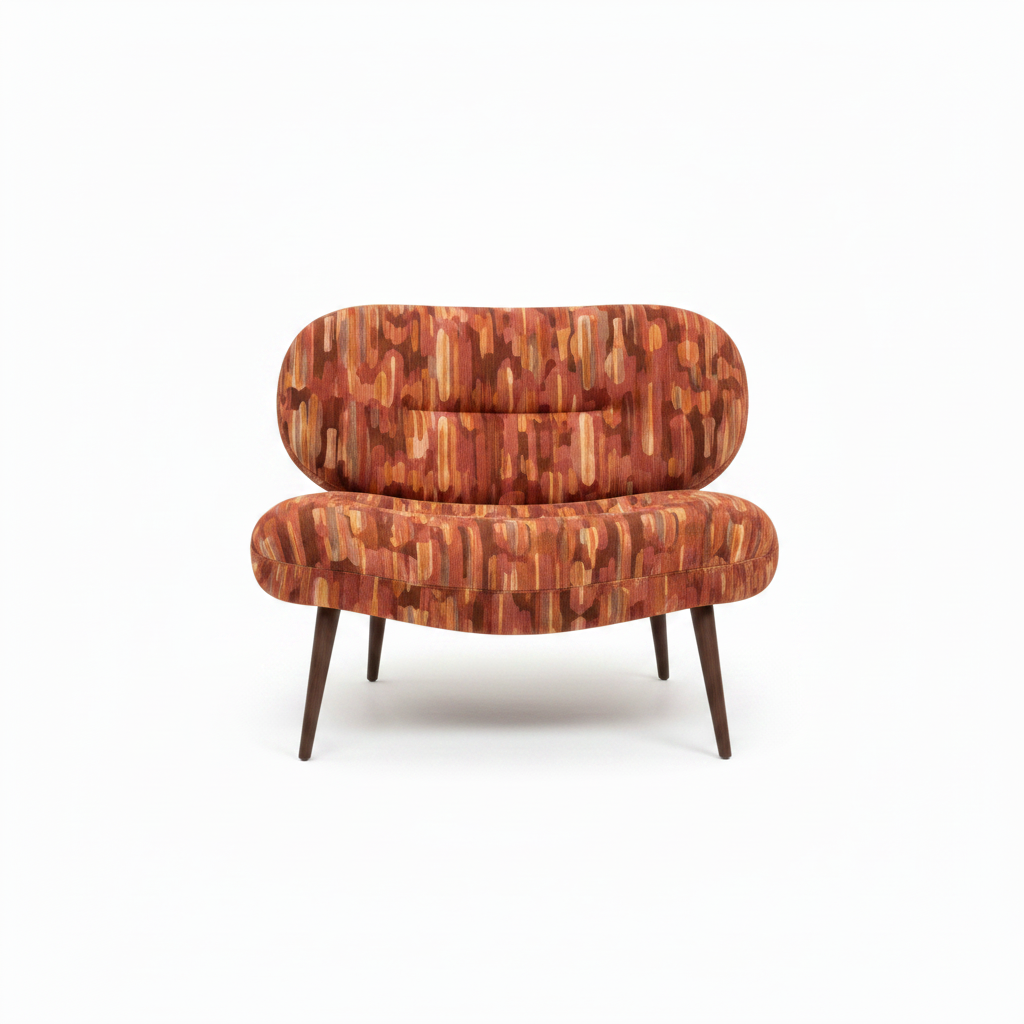 Foscelle Accent Chair straight-on front view showing the upholstered seat, rolled backrest, and curved arms.