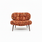 Foscelle Accent Chair straight-on front view showing the upholstered seat, rolled backrest, and curved arms.