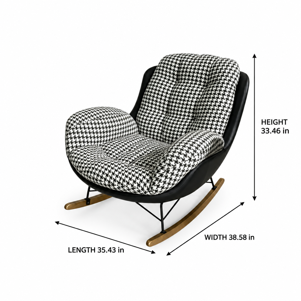 Gavrelle Accent Chair dimension diagram showing length 35.43 inches, width 38.58 inches, and height 33.46 inches.
