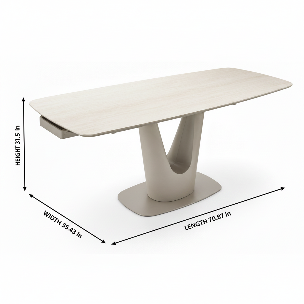 Gavriel Travertine Extendable Dining Table dimension diagram