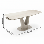 Gavriel Travertine Extendable Dining Table dimension diagram