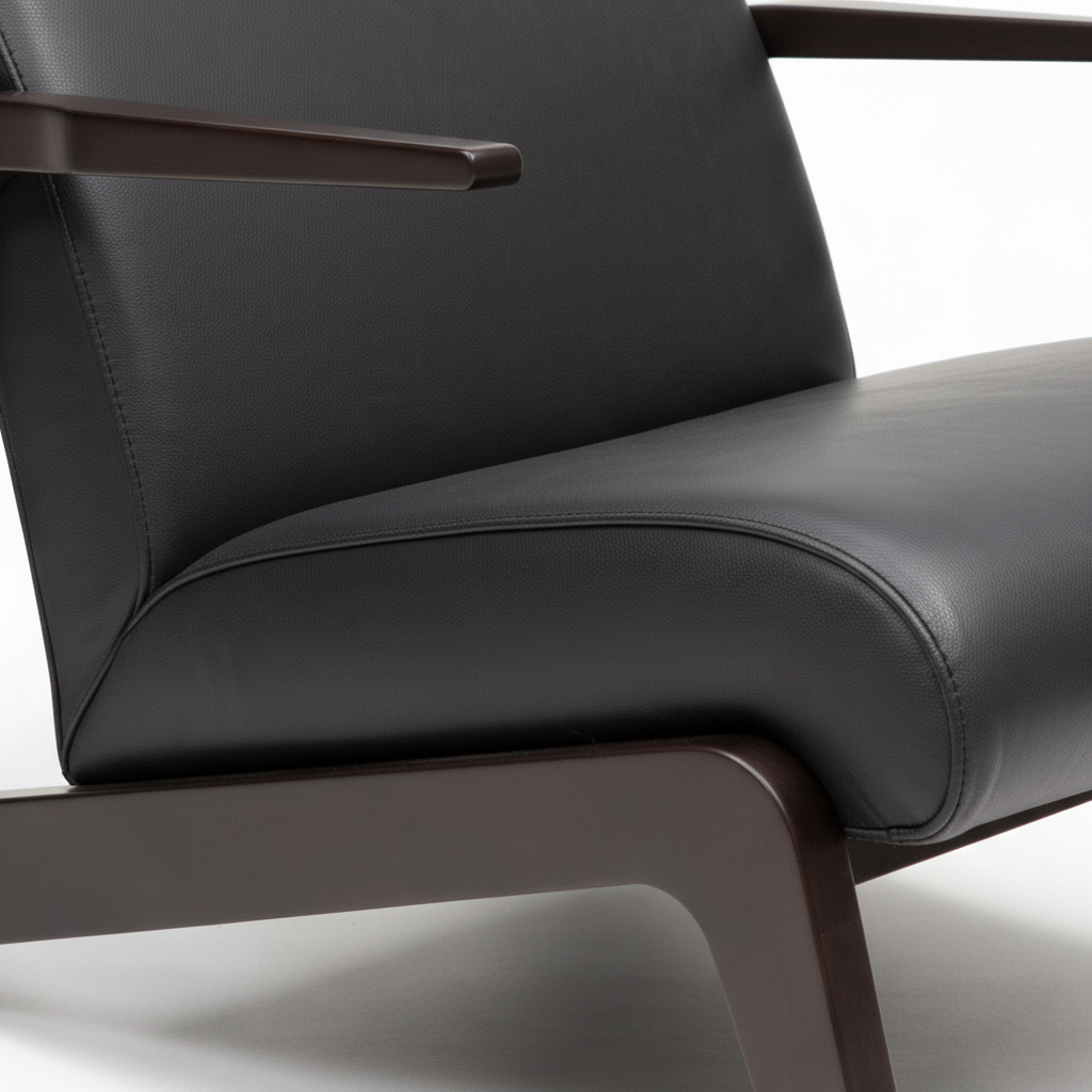 Gervano Leather Accent Chair leather upholstery detail showing the textured surface and padded construction.