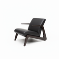 Gervano Leather Accent Chair side view with the back facing right and the seating opening facing left.