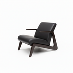 Gervano Leather Accent Chair side view with the back facing right and the seating opening facing left.
