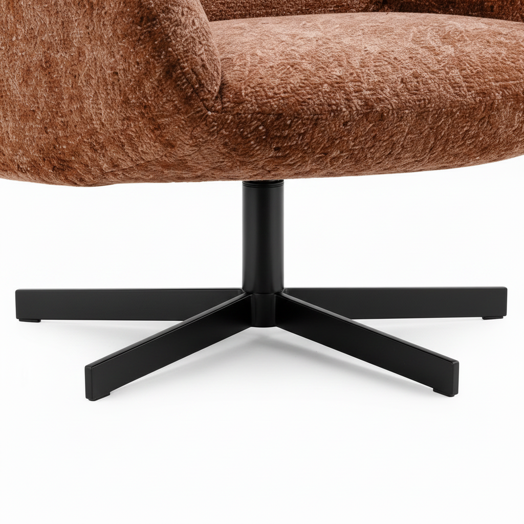 Gessaro Accent Chair pedestal base and support detail showing the central post and black star-shaped metal base.