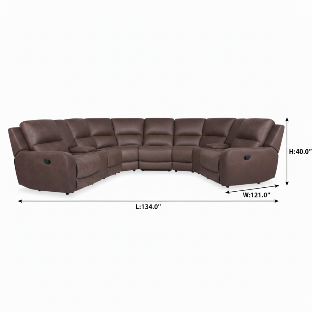 Granvelle Fabric Sectional — dimensions diagram