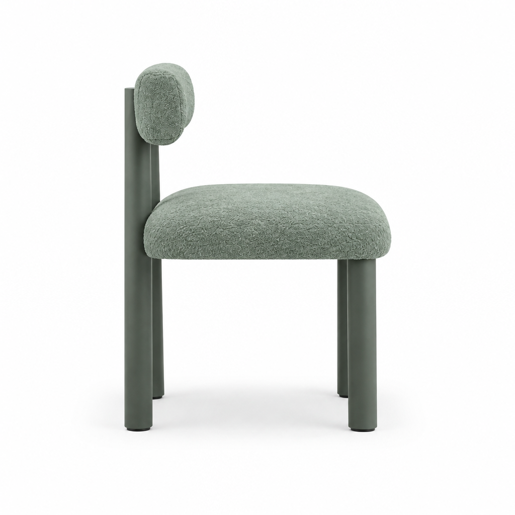 Green Almerique Dining Chair, 90-degree side profile