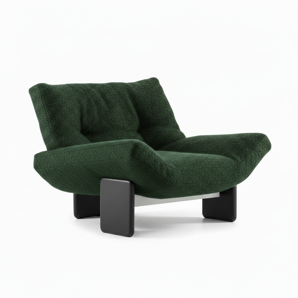 Harcourt Accent Chair front interior view with the seating opening on the right and back on the left on a white background