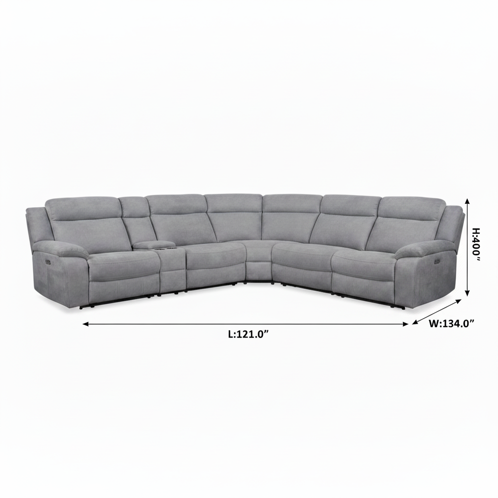 Hautere Fabric Sectional — dimensions diagram