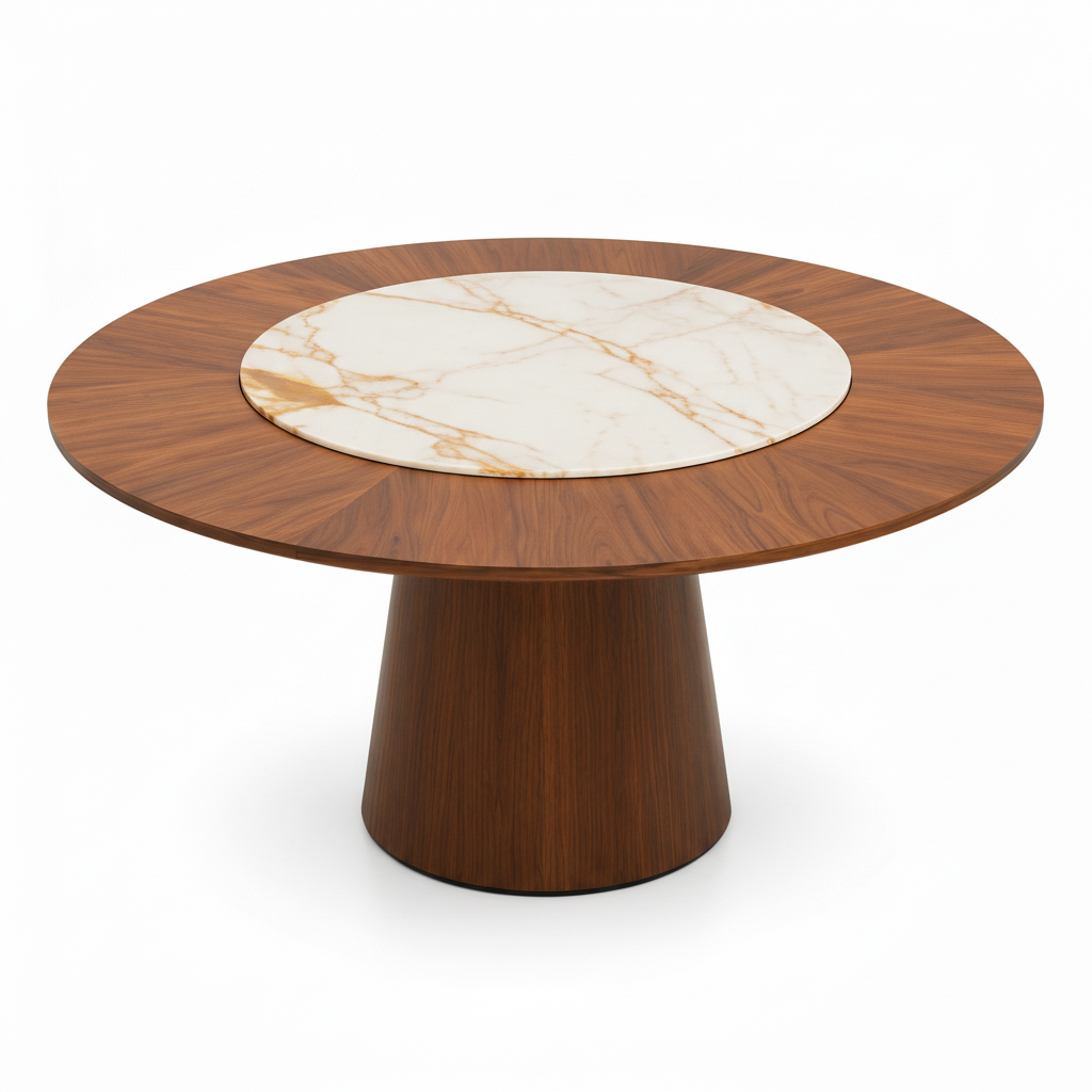 Hespera stone dining table 65 degree high angle view