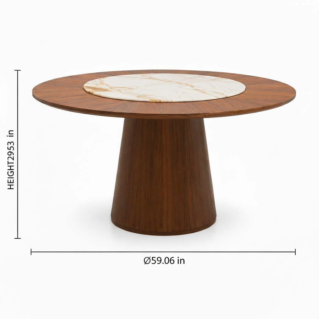 Hespera Stone Dining Table exact diameter label diagram