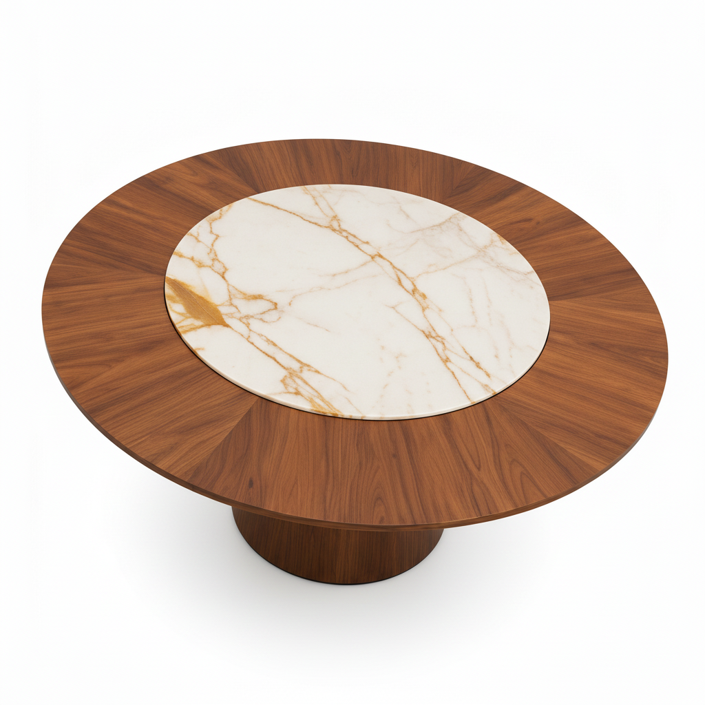 Hespera stone dining table steep 65 degree overhead view