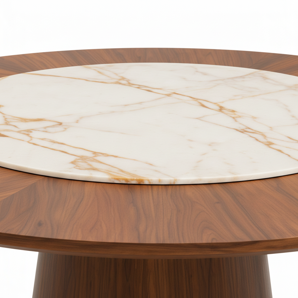 Hespera Stone Dining Table stone inset detail