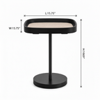 Hestaro End Table — black finish, L/W/H dimensions