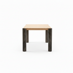 Zaforin Dining Table in light ash wood with stainless steel legs, 90-degree side view