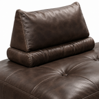 Wynora Fabric Sofa leather cushion stitching and tufted button detail close-up
