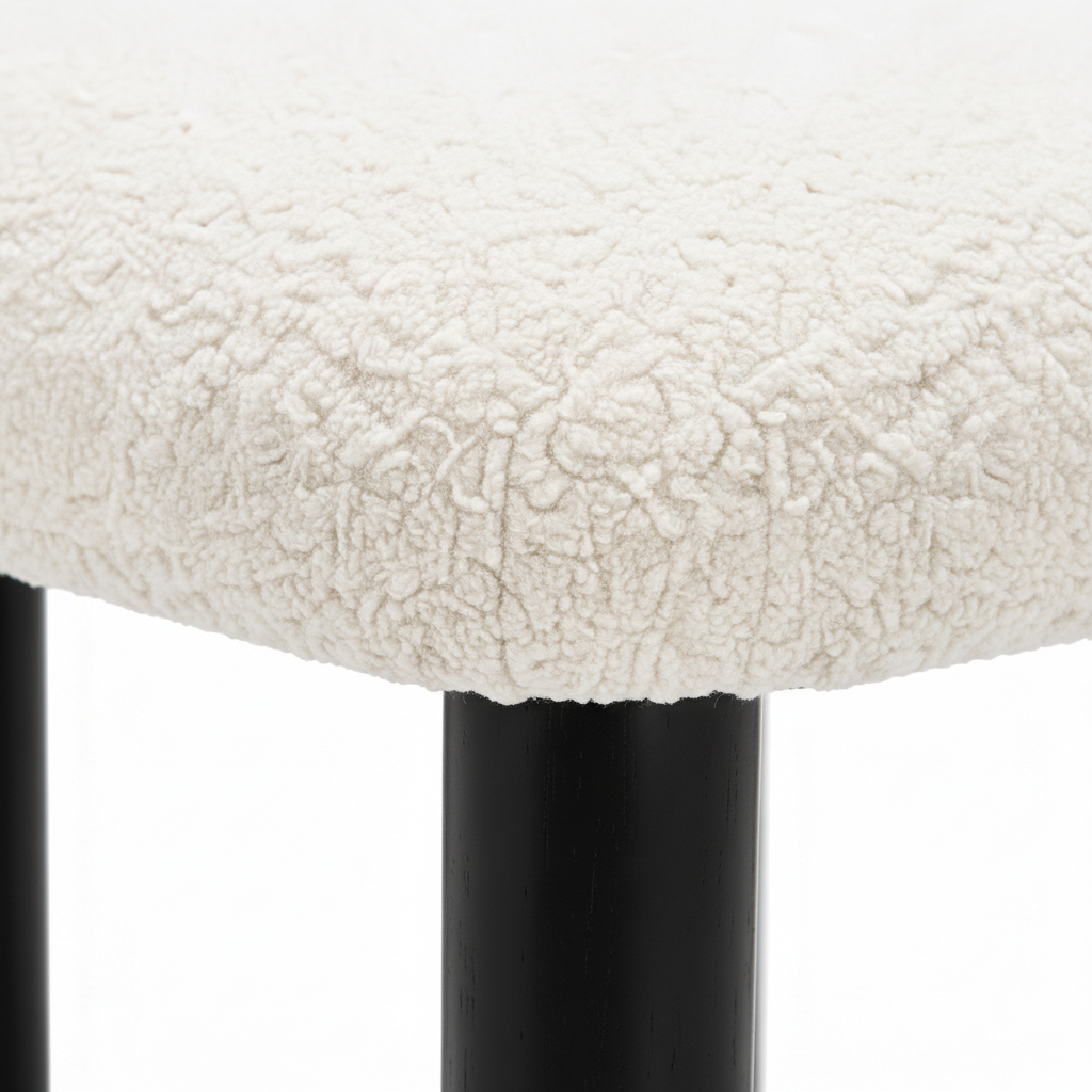 Almerique Dining Chair white fabric upholstery texture and seam detail