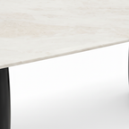 Briselle stone dining table pale stone tabletop edge detail