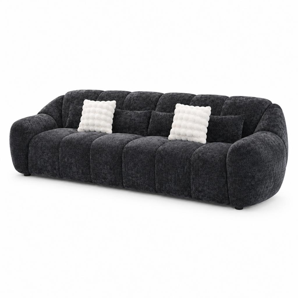 Dovaire Sofa charcoal fabric close right-front 45-degree white-background view