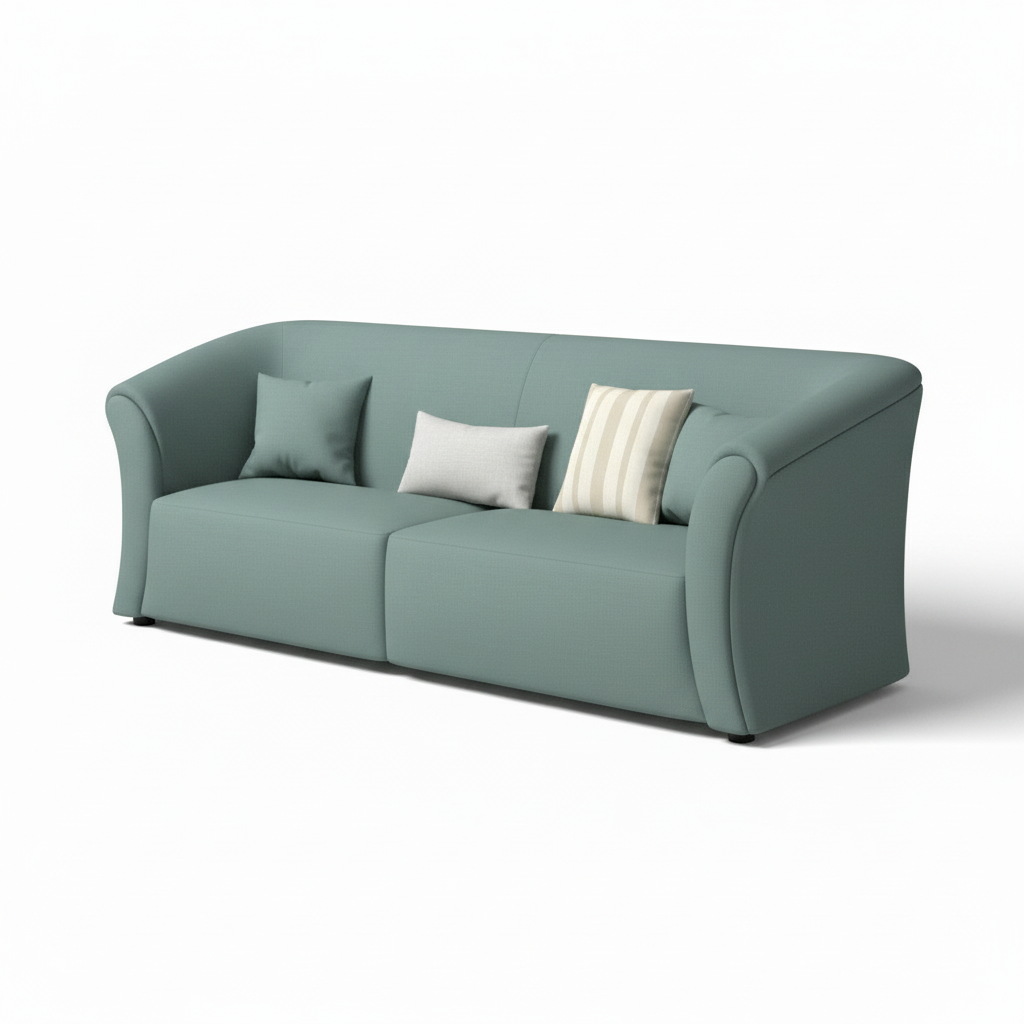 Avenoire Loveseat in muted blue-green upholstery, right-front 45-degree view