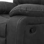 Bellecour Fabric Sofa Set dark charcoal fabric recliner control detail