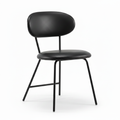 Wavessa Dining Chair black leather dining chair, 45-degree front view