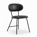 Wavessa Dining Chair black leather dining chair, 45-degree front view