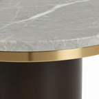 Avenoire End Table gray veined marble tabletop and brass-colored rim detail
