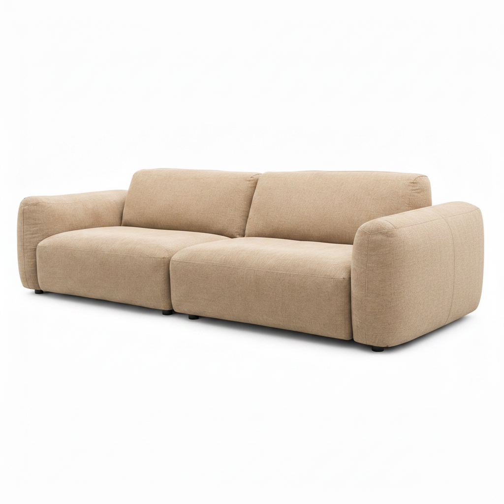 Bellunoir Sofa in taupe fabric, right-front 45-degree view