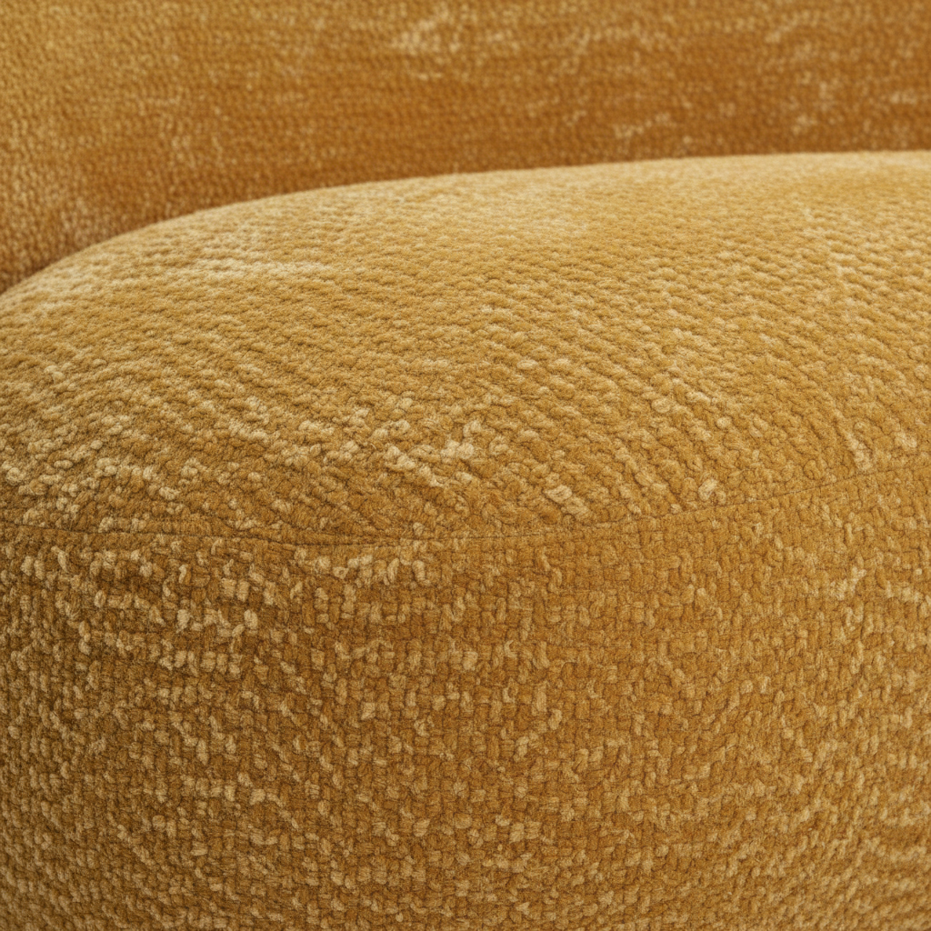 Close-up of the mustard-gold textured fabric on the Lourmarin Sofa