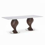 Lucienne Marble Dining Table in a right-facing 45-degree view on a white background