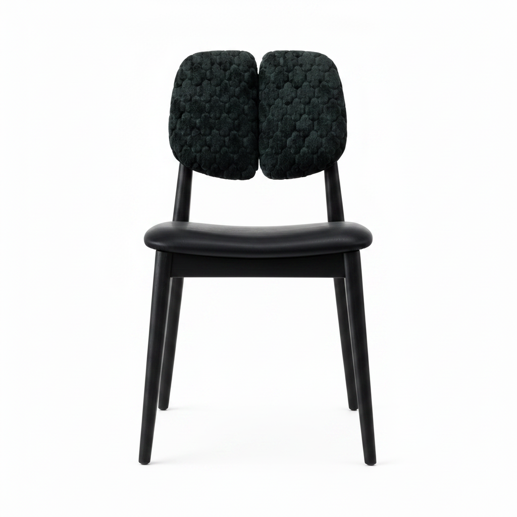 Quessan Dining Chair black upholstered dining chair, straight front view
