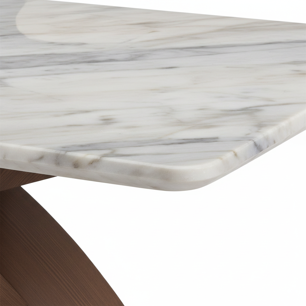 Sevrin Marble Dining Table marble surface and rounded edge detail