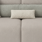 Jasvane Loveseat seat cushion seam and cream lumbar pillow detail