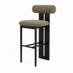 Westmere Noir Bar Stool on a white background, right-front oblique view with the right side in the foreground