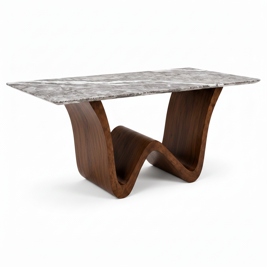 Auremont Marble Dining Table in a left-to-right 45-degree view on a white background