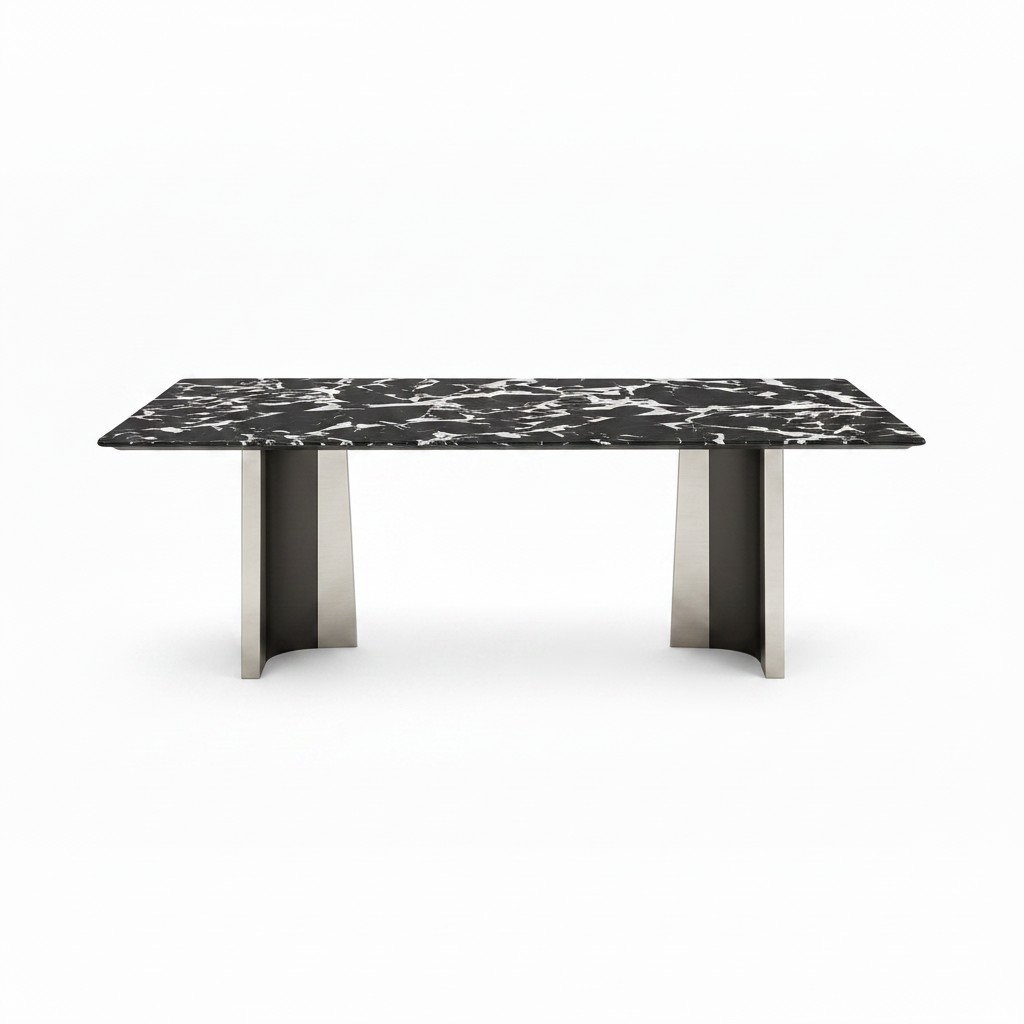 Delyra stone dining table straight front view