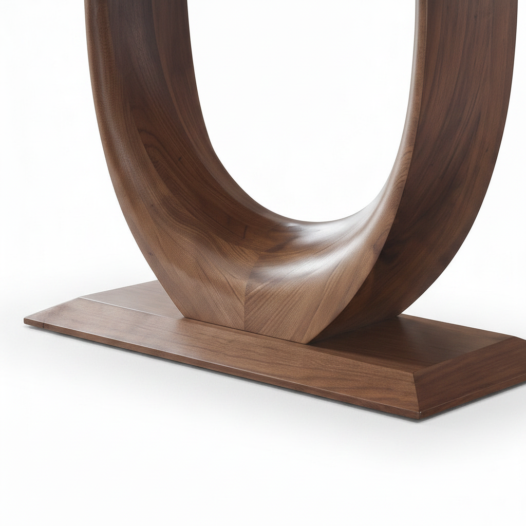 Solstice Marble Dining Table white background base and floor connection detail