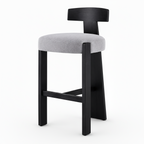 Westmere Noir Bar Stool on a white background, right-front oblique view with the right side in the foreground