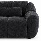Dovaire Sofa charcoal fabric seat seam and rounded arm texture detail