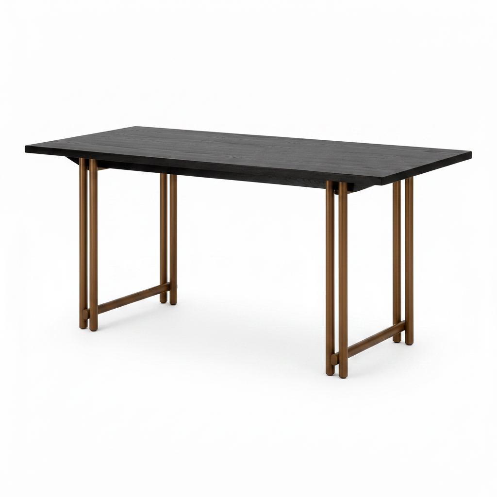 Sorelian Dining Table in ash wood, front-right 45-degree view on white background