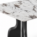 Close-up of the marble surface and edge of Elysian Marble Dining Table