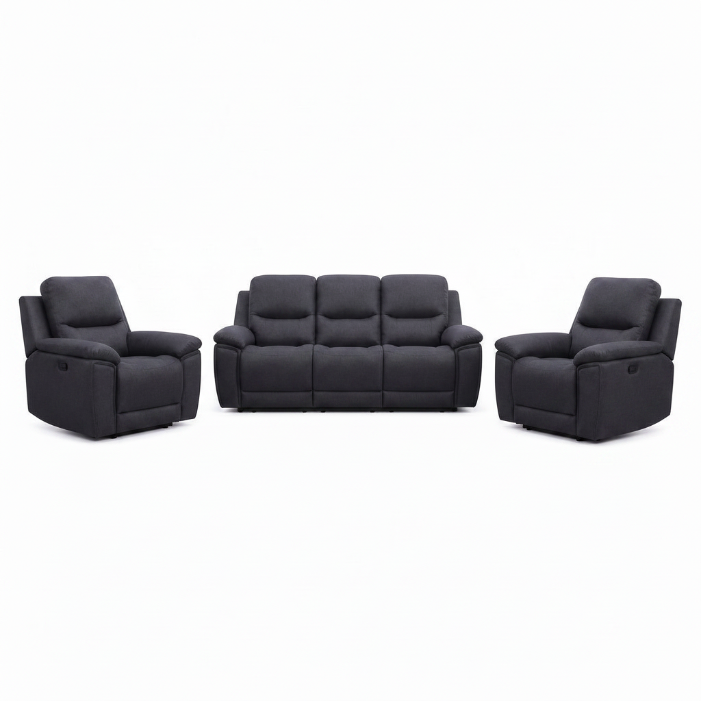 Monteluce Leather Sofa Set dark leather straight front view