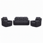 Monteluce Leather Sofa Set dark leather straight front view
