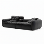 Evarique Sofa black full leather right front 45 degree view two
