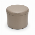 Front view of the taupe faux-leather Norevia End Table