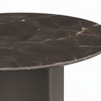 Close-up of the dark marble tabletop and veining on the Valmere End Table