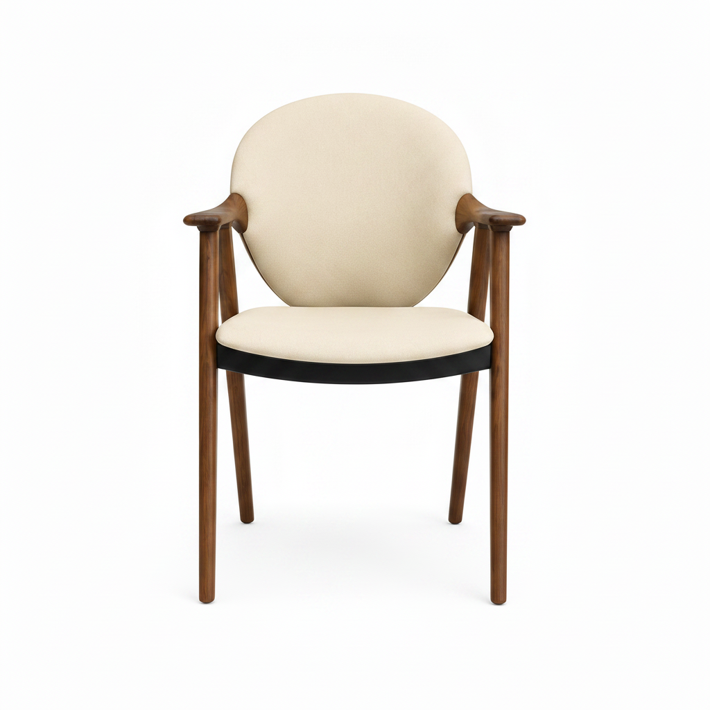 Desiree Dining Chair ash wood upholstered chair, straight front view